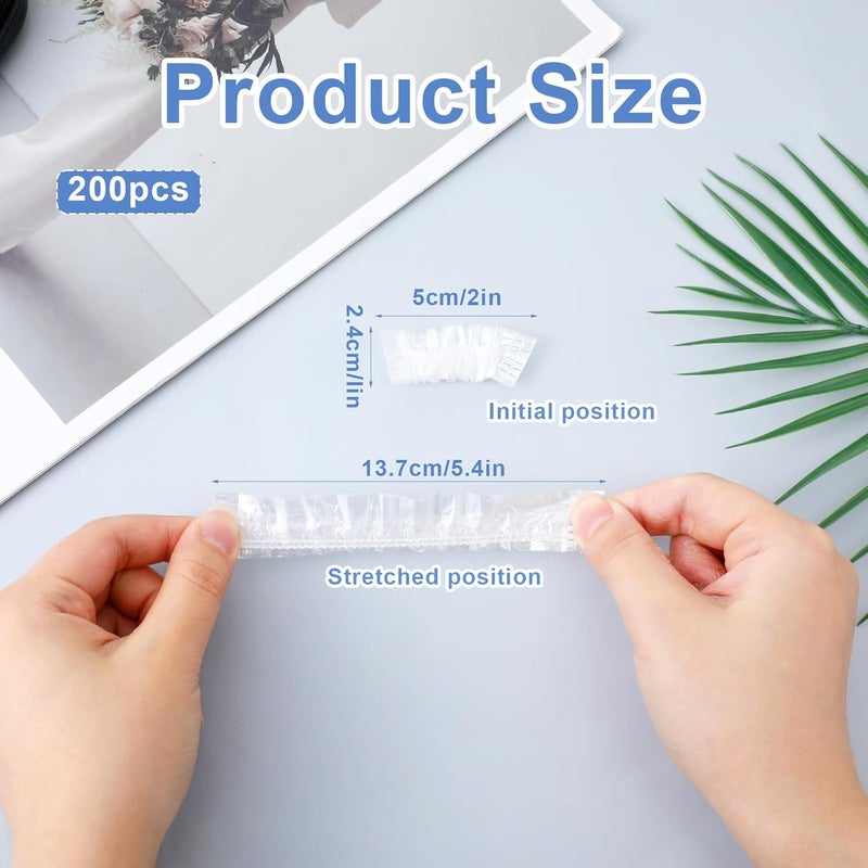 Macuezu 200 Pcs Disposable Ear Shower Caps, Ear Covers for Hair Dye, Waterproof Ears Protectors for Shower, Clear Elastic Ears Caps for Bathing, Salon - Image 2